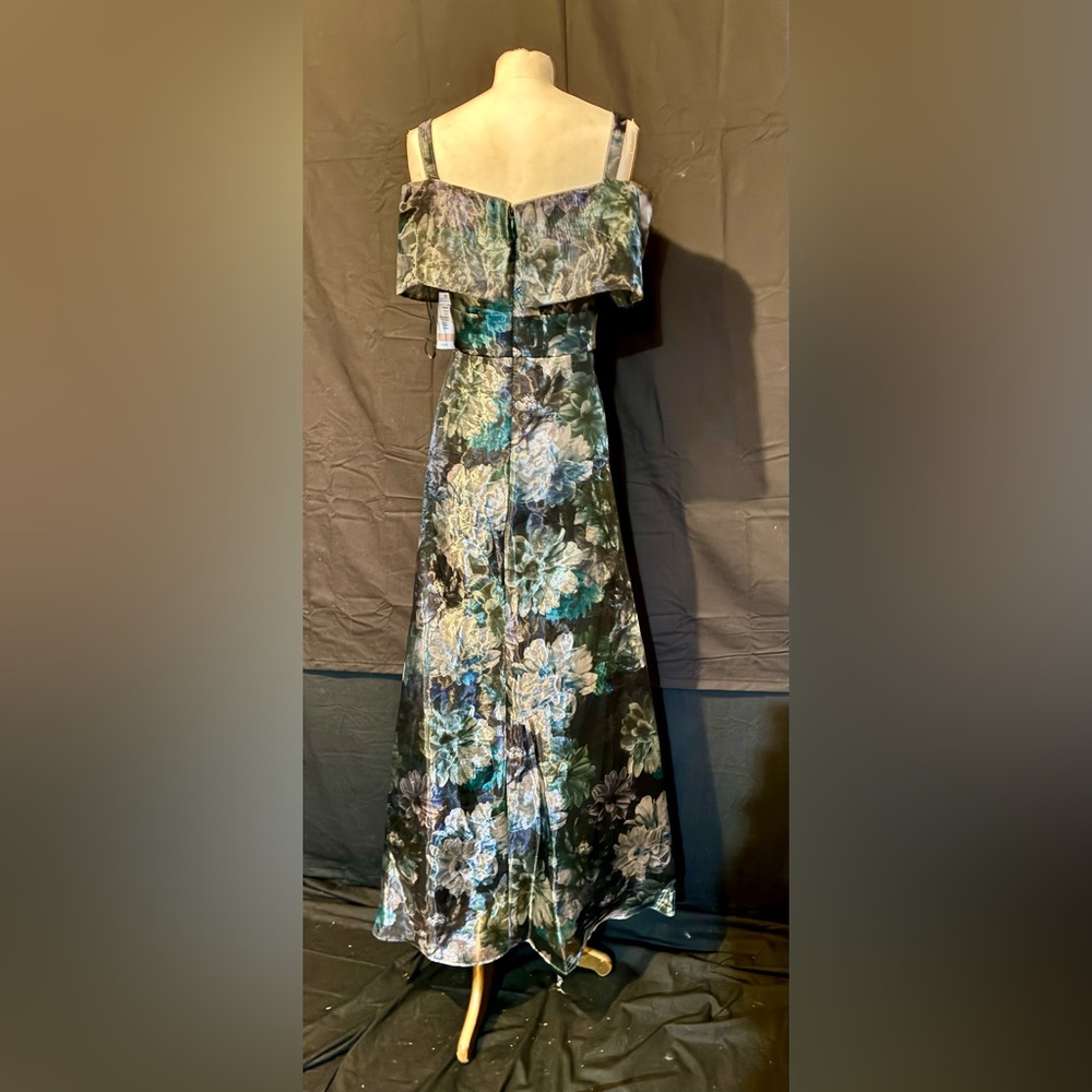 R&M Richards Black and Blue Floral Maxi Dress NWT 12 - Picture 3 of 11